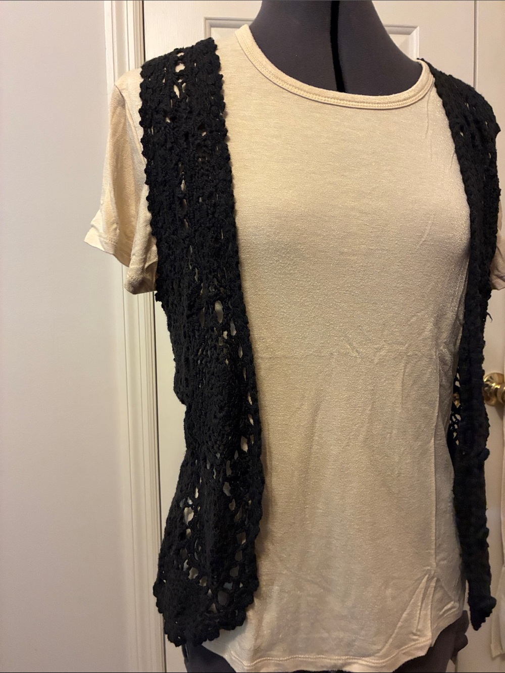 Vintage Black Crochet Vest